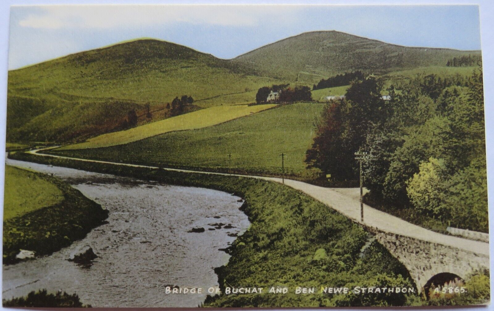 Old Postcard of Bridge of Buchat and Ben Newe, Strathdon, Aberdeenshire