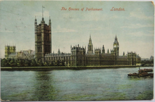 Old Postcard of The Houses of Parliament London 1906 - Ref : 1034