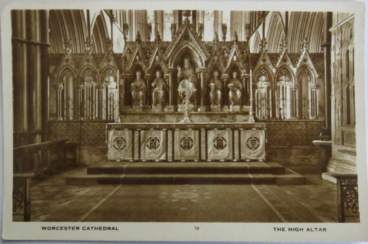 Old Postcard of Worcester Cathedral The High Altar - Ref : 1031