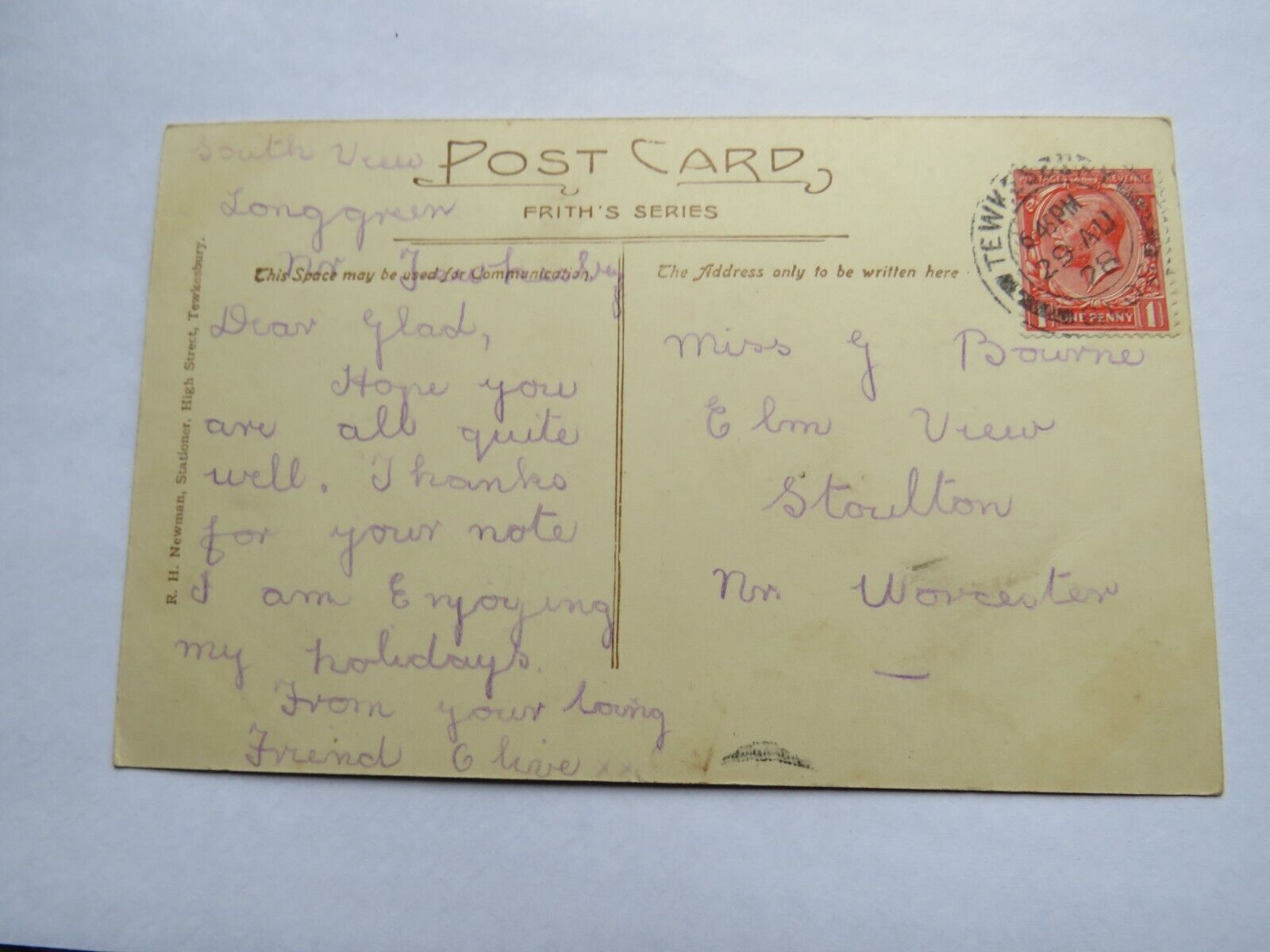 Old Multiview Postcard of Greetings from Tewkesbury, 1928