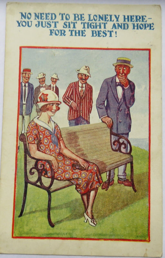 Old Comical Postcard "No Need To Be Lonely Here You Just Sit Tight and Hope For