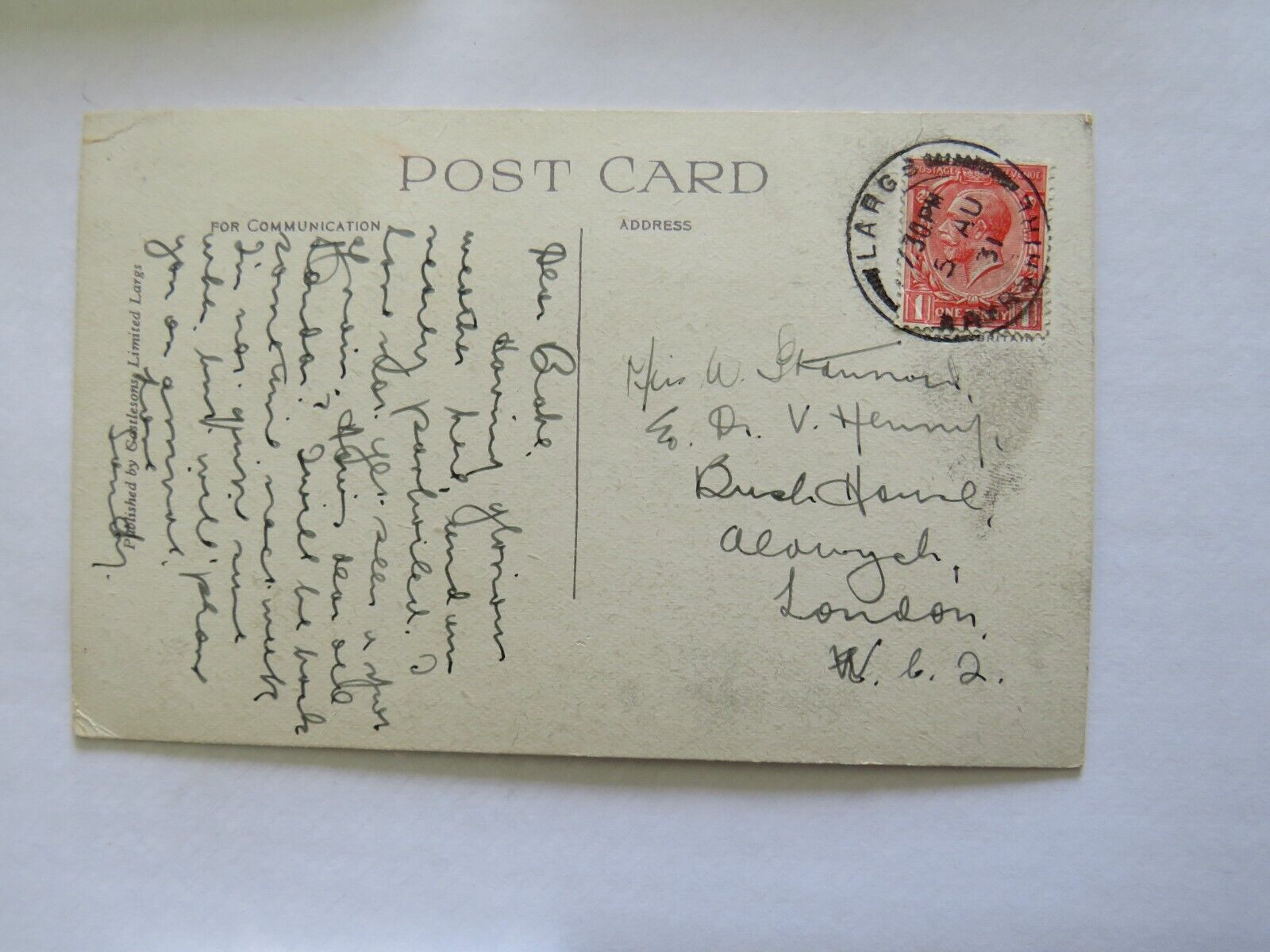 Old Postcard of The Cumbraes, Bute & Arran From Largs 1931 - Ref : 1002