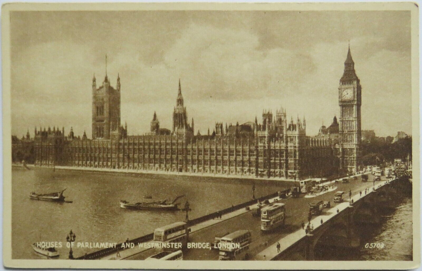 Old Postcard of Houses of Parliament and Westminster Bridge, London - Ref : 1033