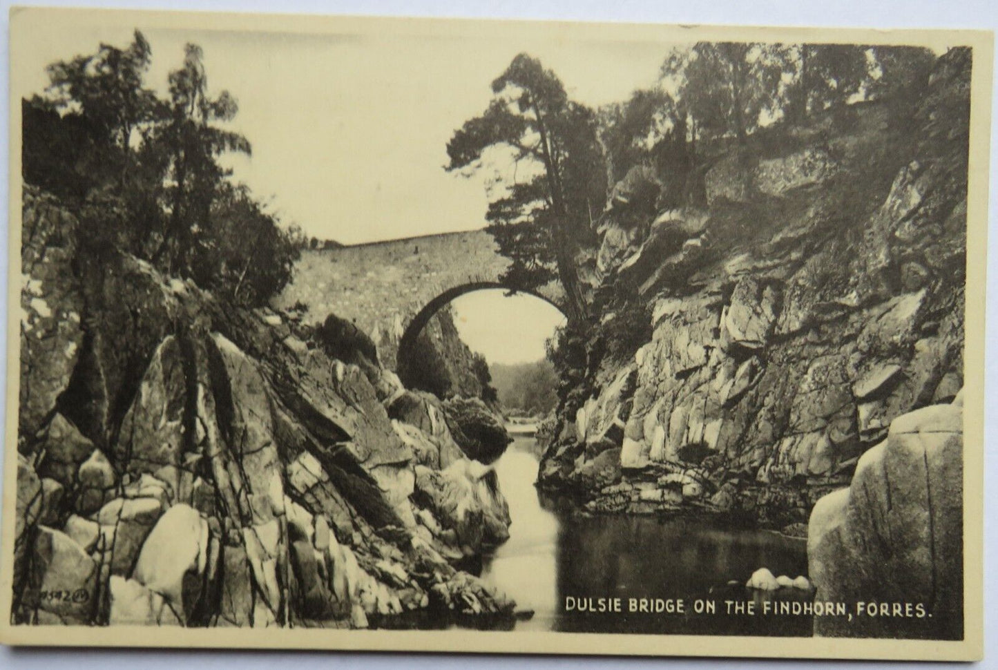 Old Postcard of Dulsie Bridge on the Findhorn, Forres