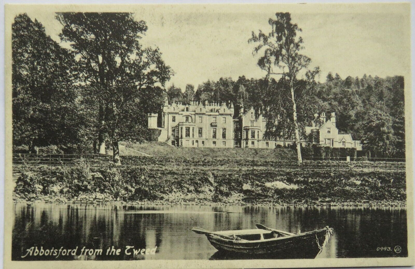 Old Postcard of Abbotsford From The Tweed