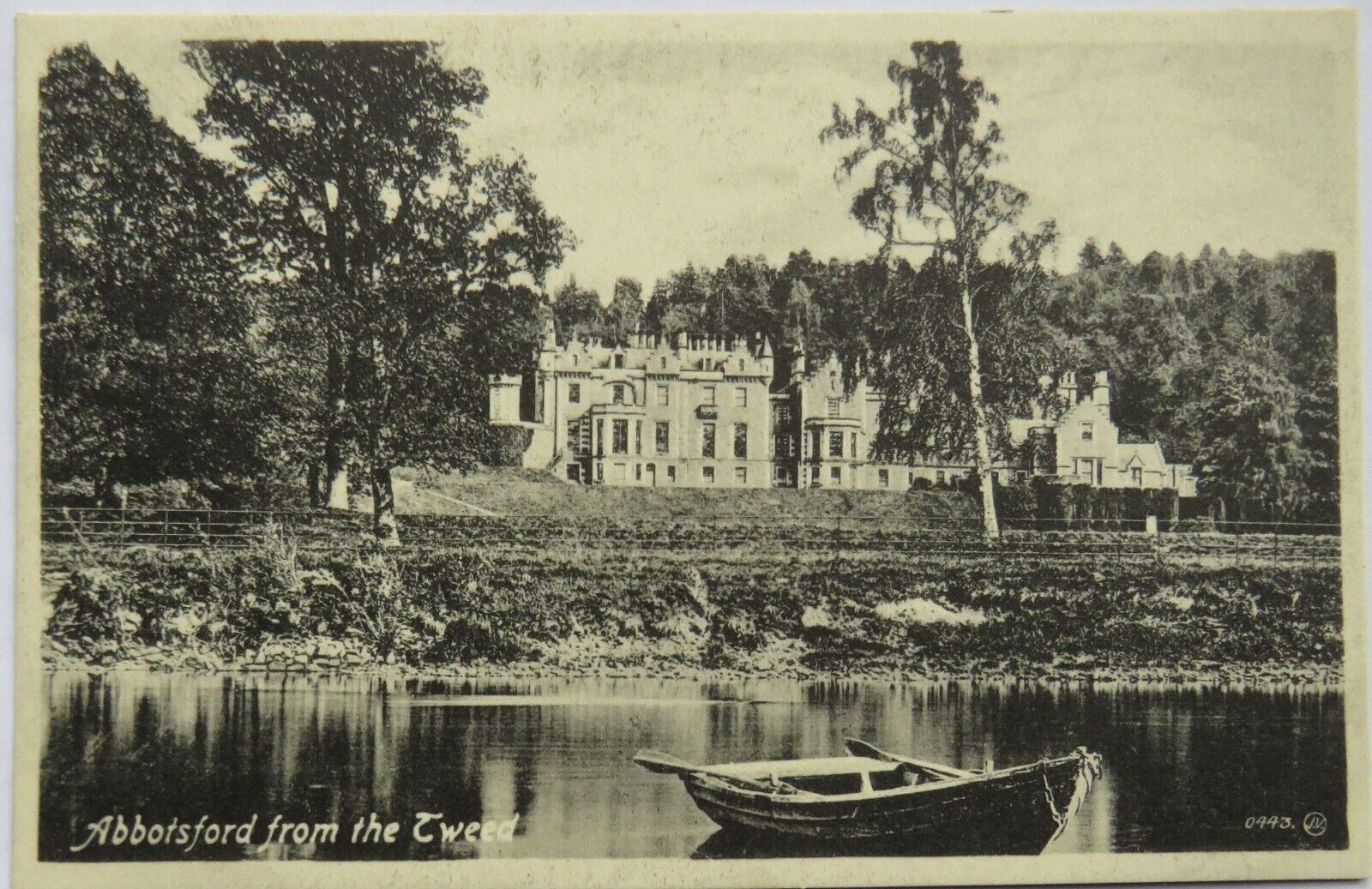 Old Postcard of Abbotsford From The Tweed