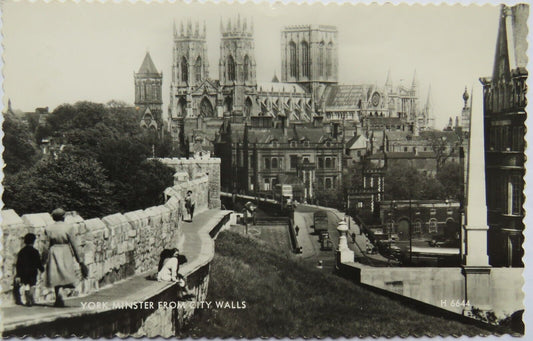 Old Postcard of York Minster From City Walls 1961