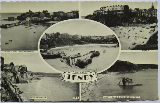 Old Multiview  Postcard of Tenby
