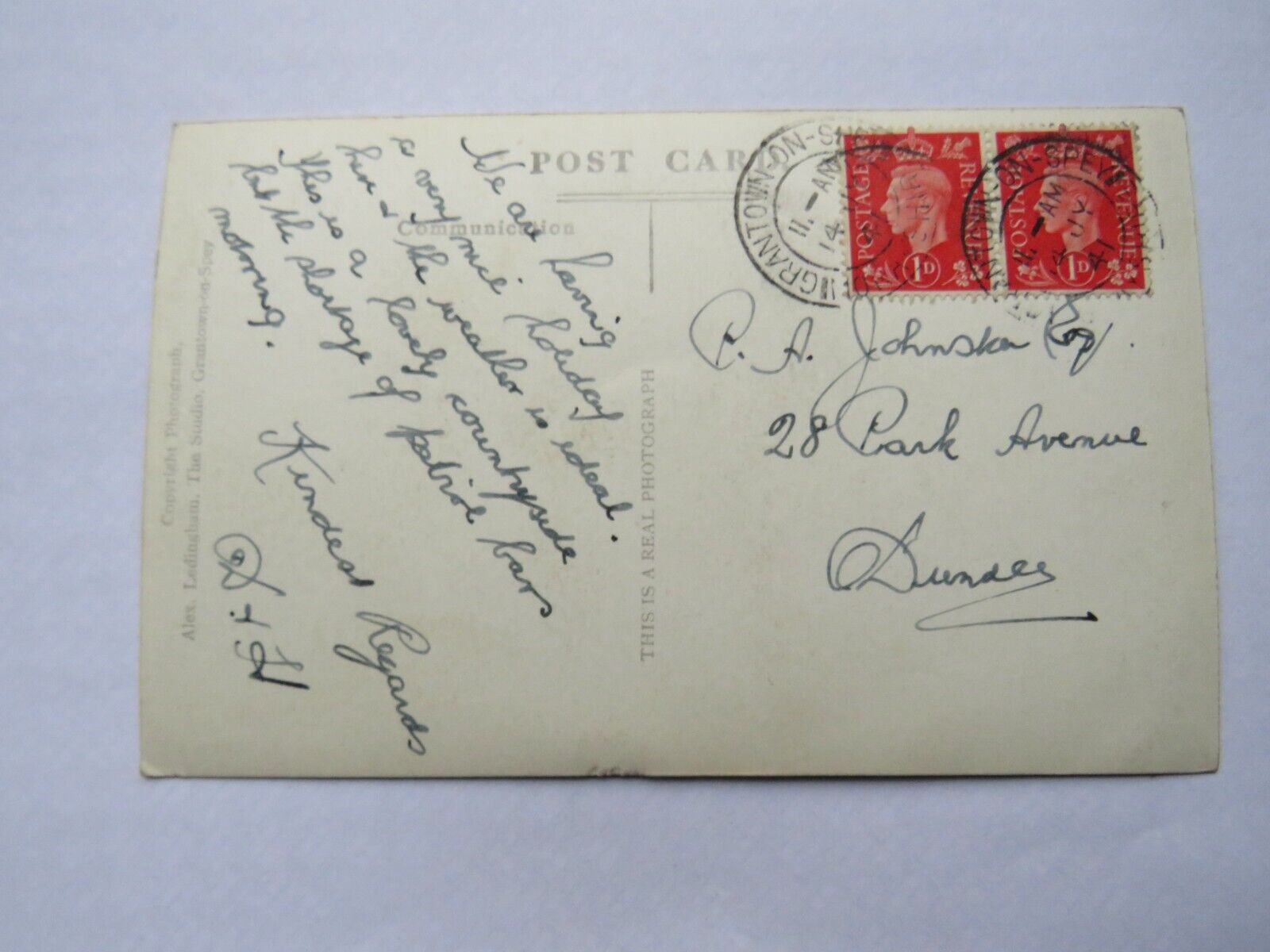 Old Multiview Postcard of Greetings from Grantown-on-Spey, 1941