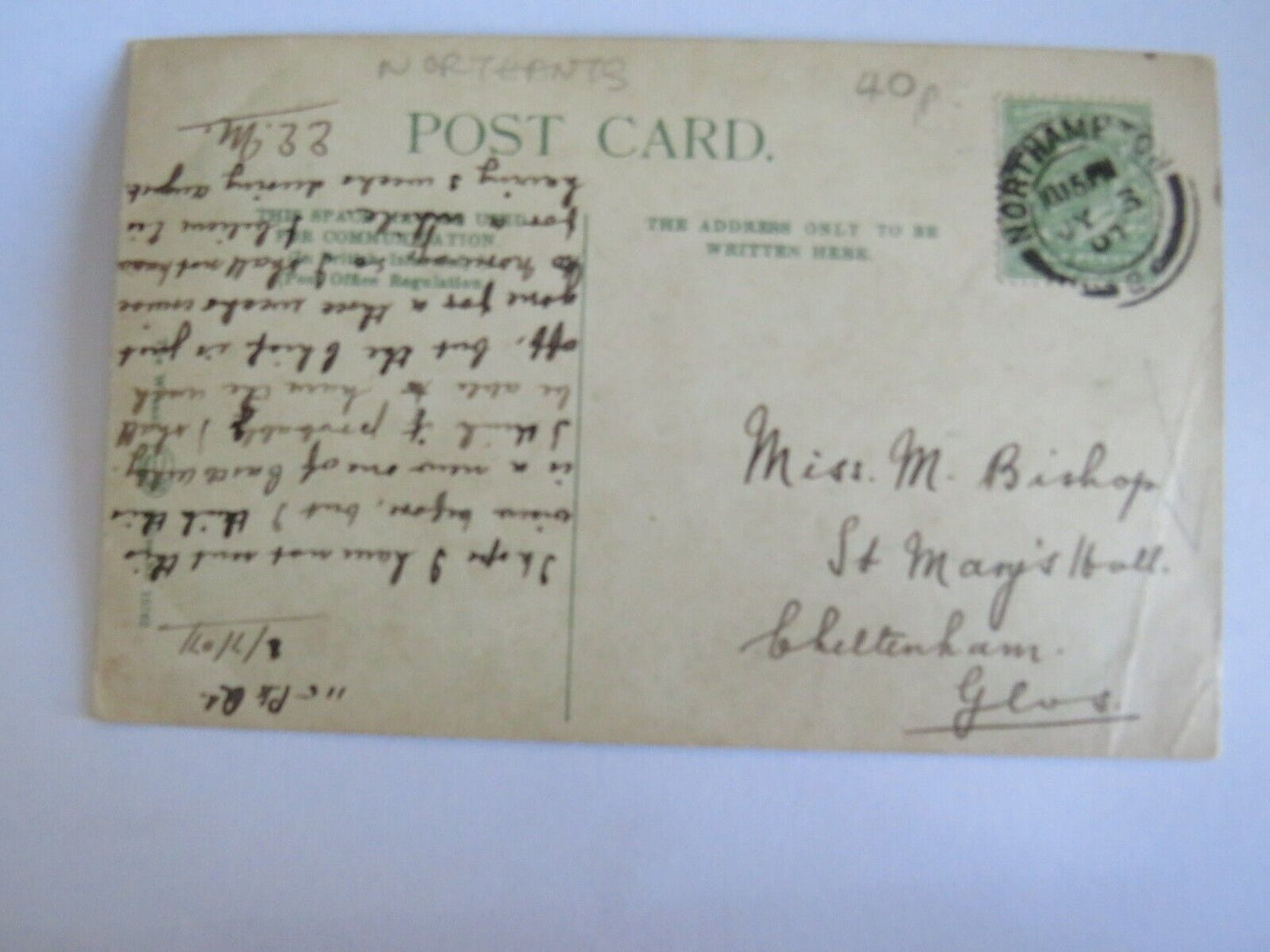 Old Postcard of Castle Ashby, Nr. Northampton 1907 - Ref : 1024