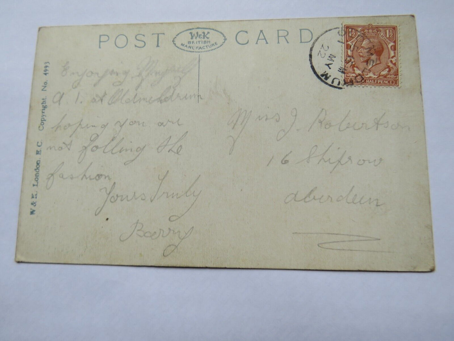 Old Comical Postcard 1922 "One More Dab, An Then Where's Yer Gladys Copper"