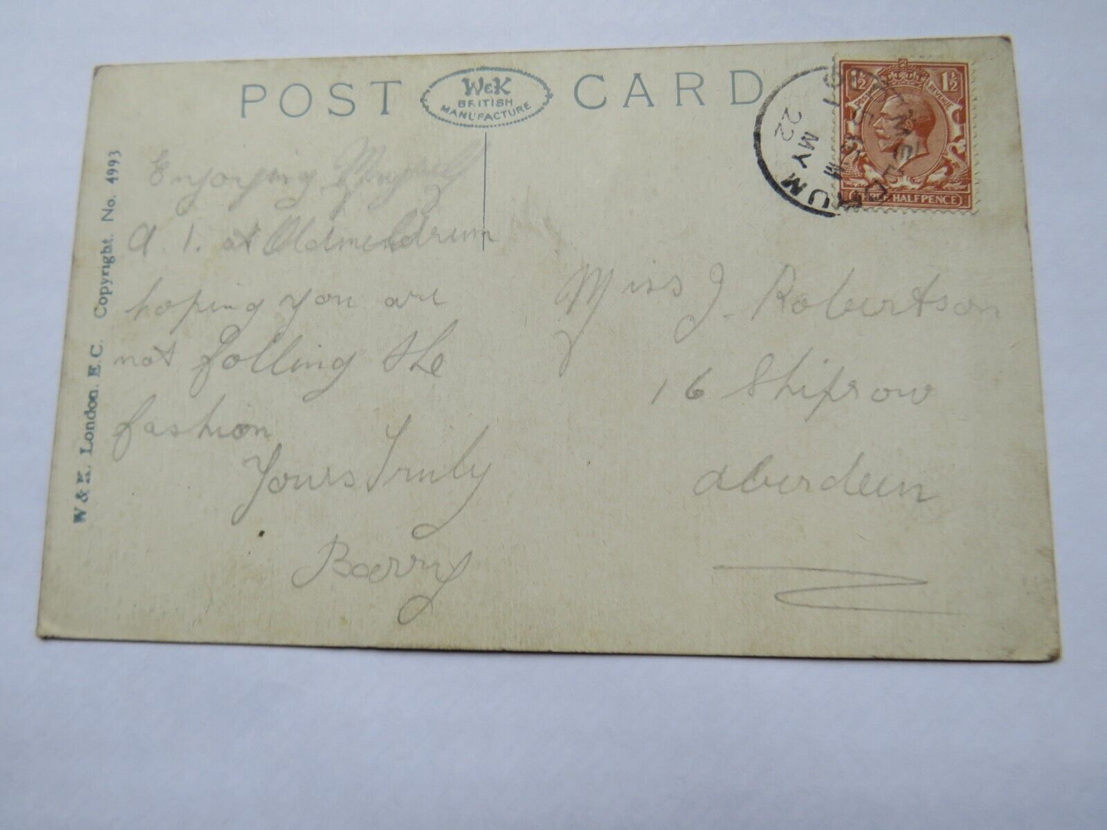 Old Comical Postcard 1922 "One More Dab, An Then Where's Yer Gladys Copper"