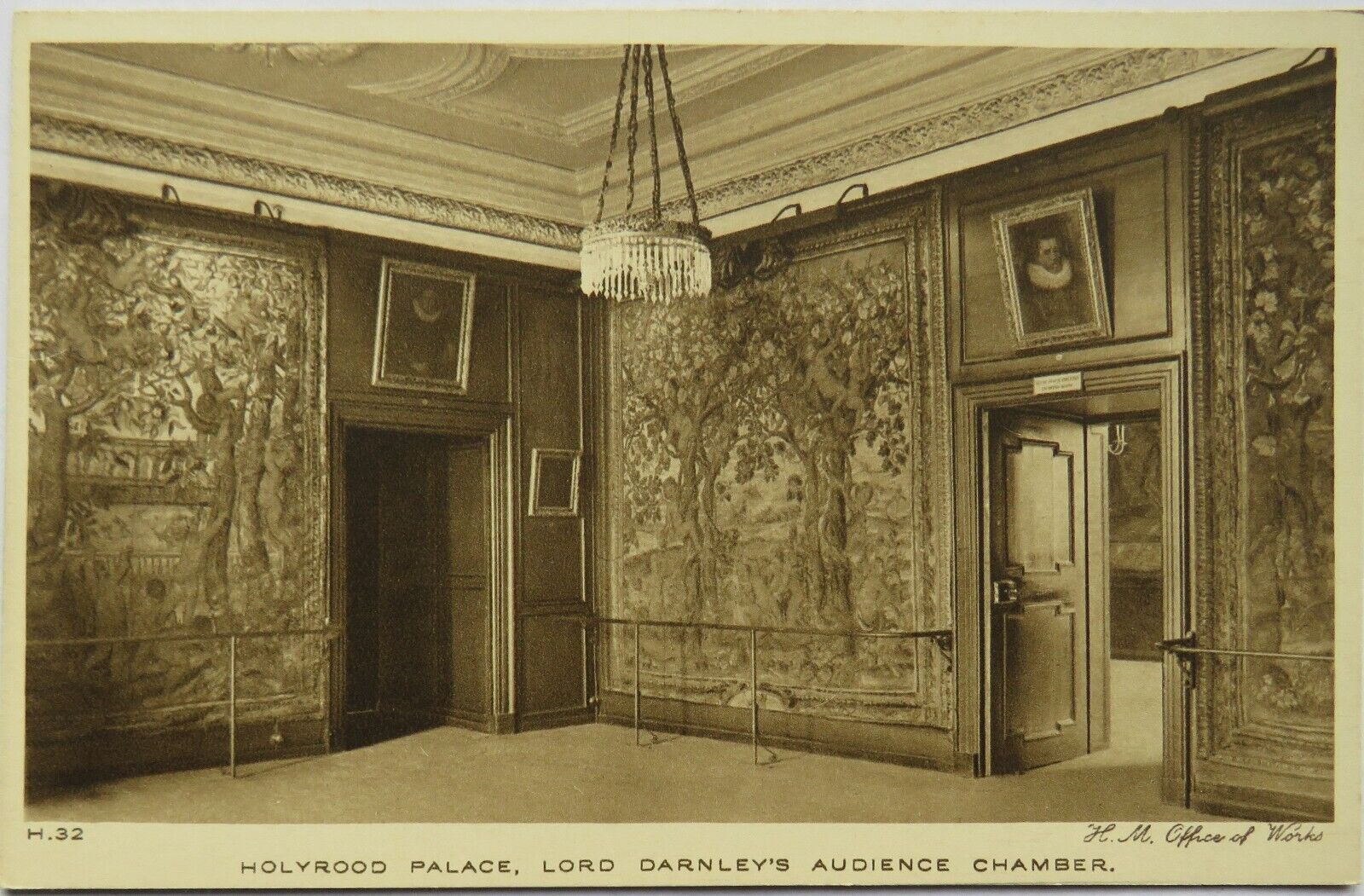 Old Postcard of Holyrood Palace, Lord Darnley's Audience Chamber