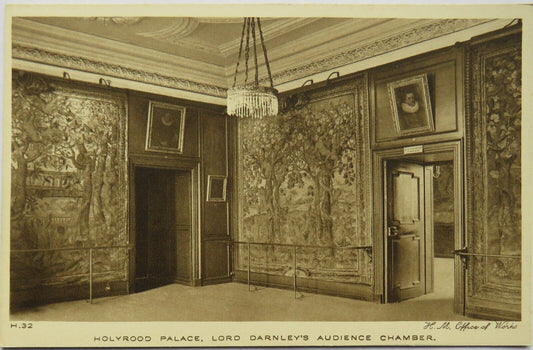 Old Postcard of Holyrood Palace, Lord Darnley's Audience Chamber