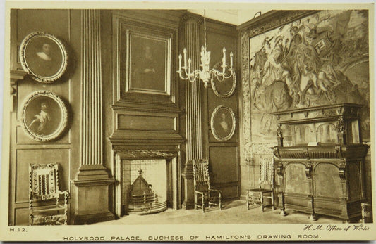 Old Postcard of Holyrood Palace, Duchess Of Hamilton's Drawing Room