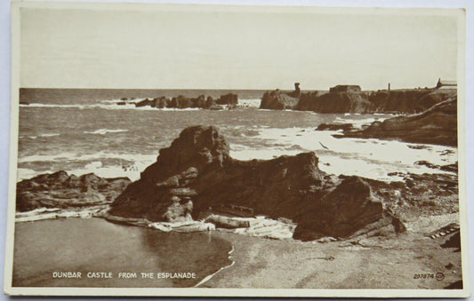 Old Postcard of Dunbar Castle from the Esplanade