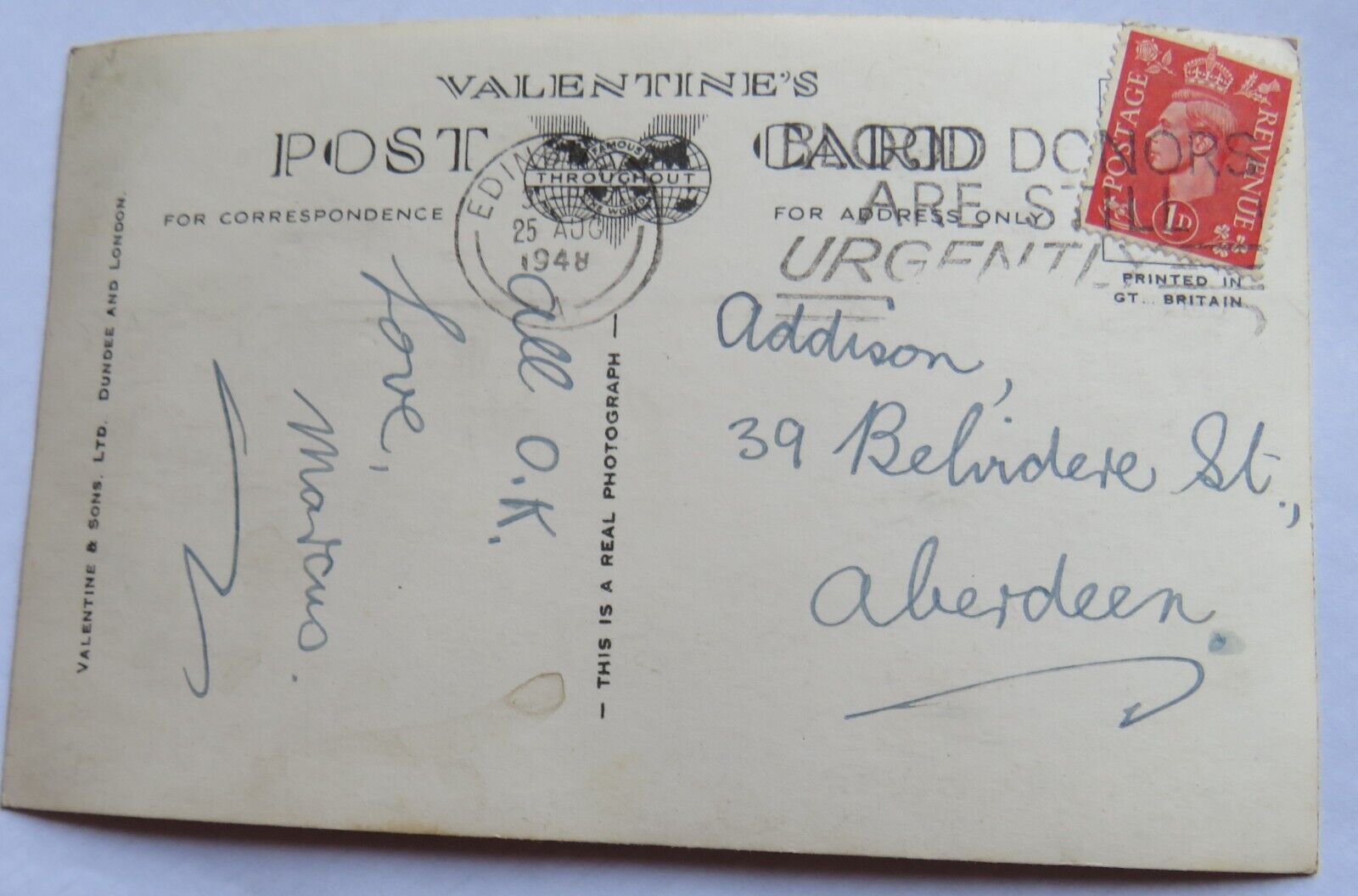 Old Postcard of Flood Lighting of Edinburgh Castle & Earl Haig Statue