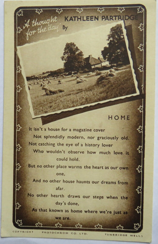 Old Postcard of " A Thought for the Day" by Kathleen Partridge