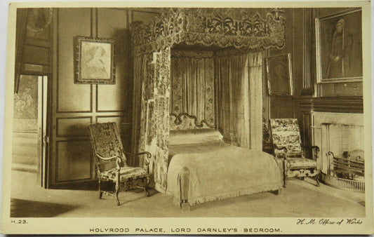 Old Postcard of Holyrood Palace, Lord Darnley's Bedroom, H. M. Office of Works