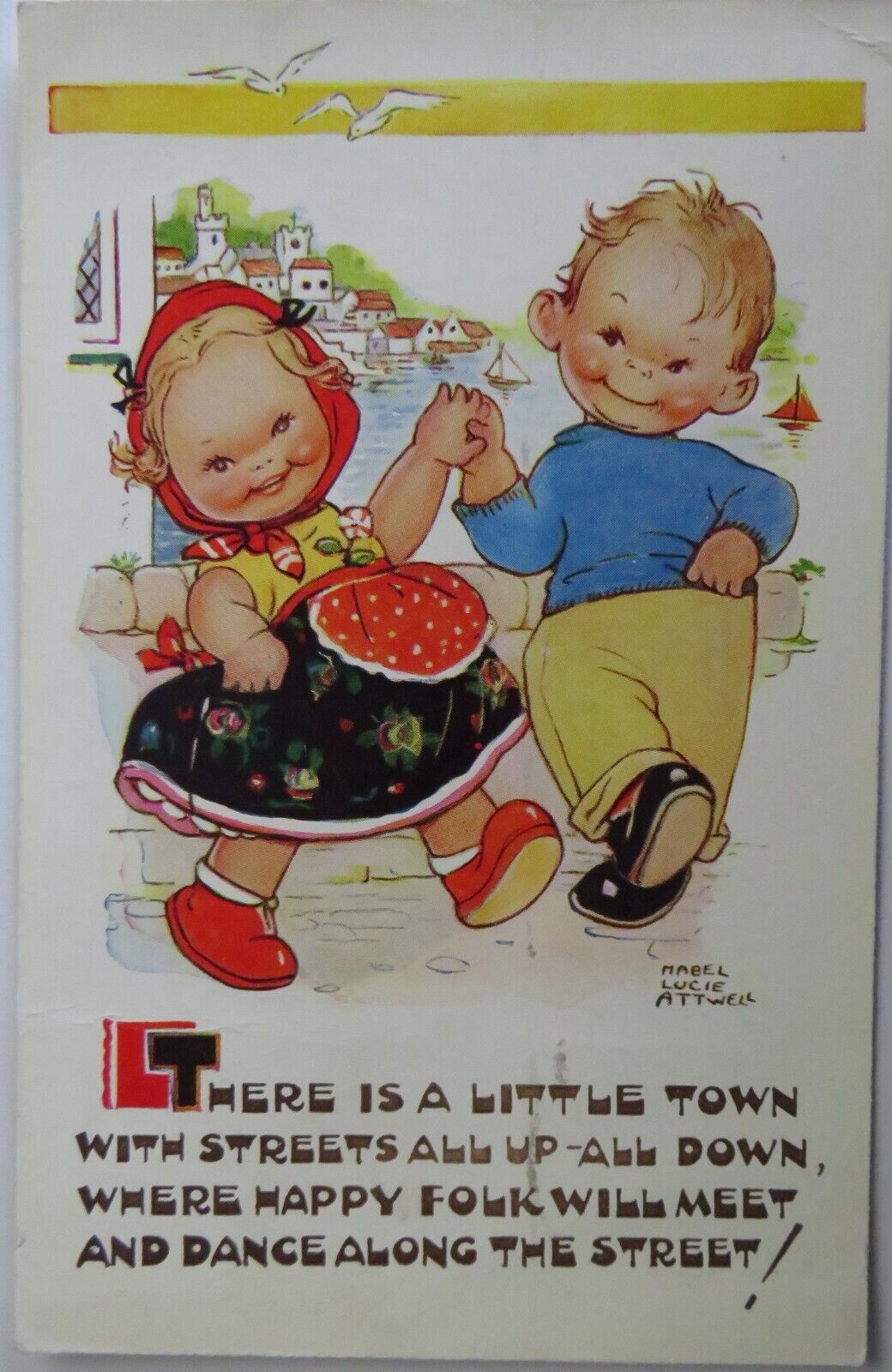 Old Comical Postcard By Mabel Lucie Attwell "There Is A Little Town"- Ref : 1031