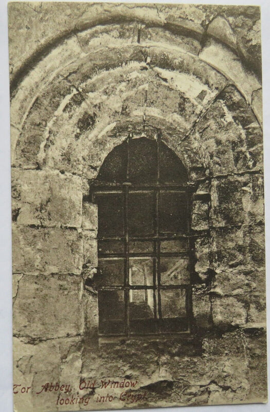 Old Postcard Of Tor Abbey, Old Window Looking into Crypt 1907