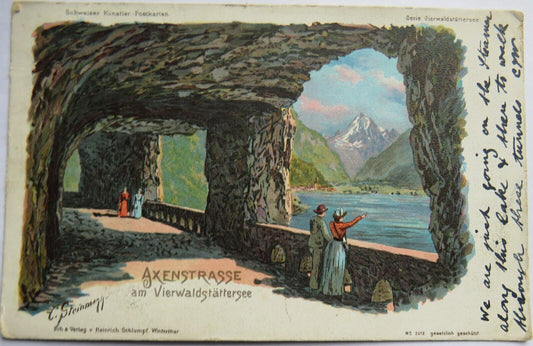 Old Postcard of Axenstrasse am Vierwaldstattersee