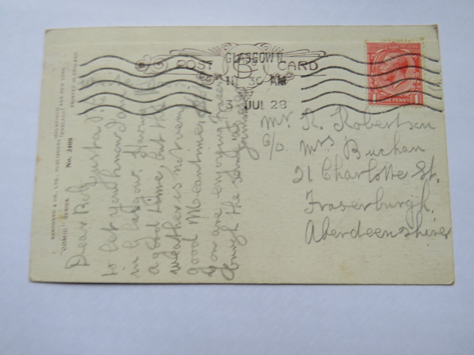 Old Comical Scottish Postcard 1928 "What Are you Going To Do With Those Sandy?