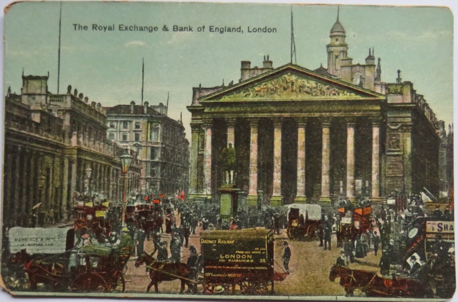 Old Postcard of The Royal Exchange & Bank of England, London - Ref : 1035
