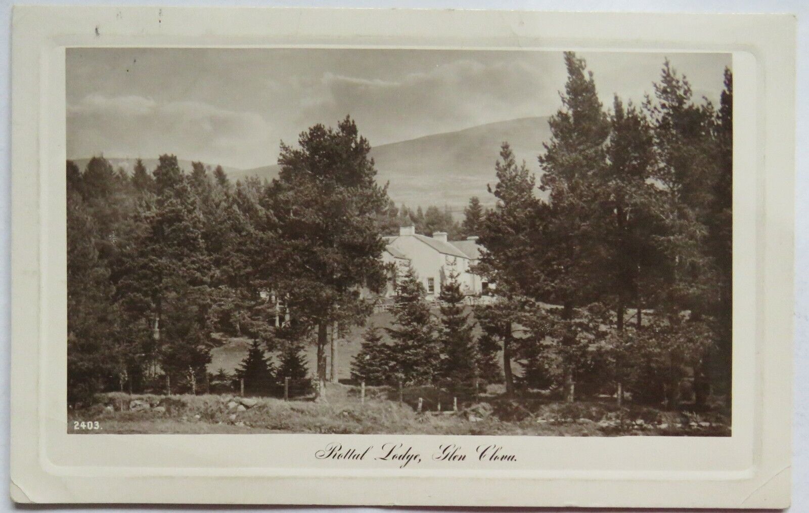 Old Postcard of Rottal Lodge, Glen Cova - Ref : 1004