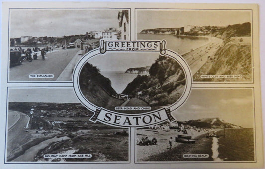 Old Multiview Postcard of Greetings From Seaton