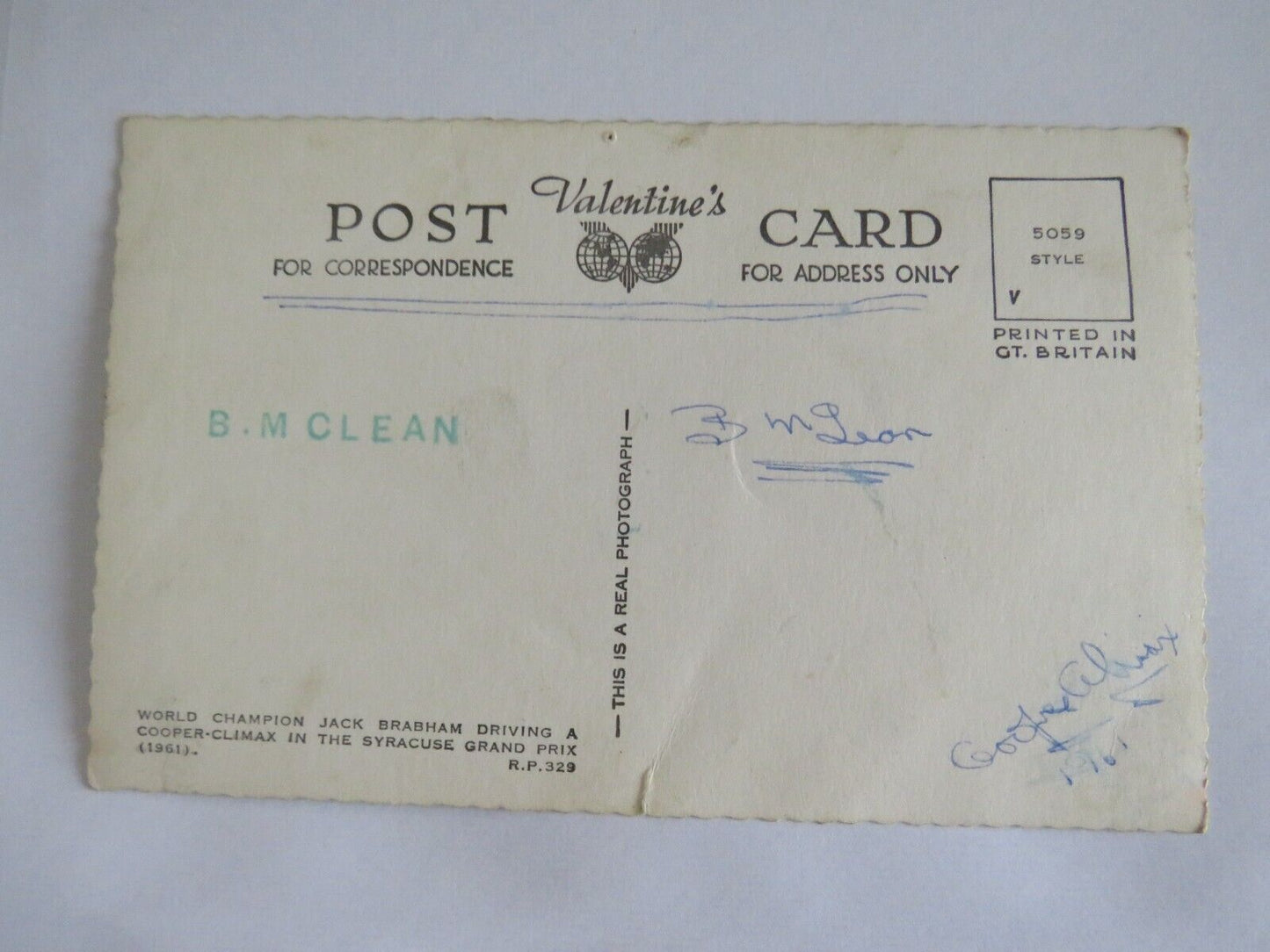 Old Postcard of Cooper-Climax World Champion Jack Brabham -  Ref : 1022