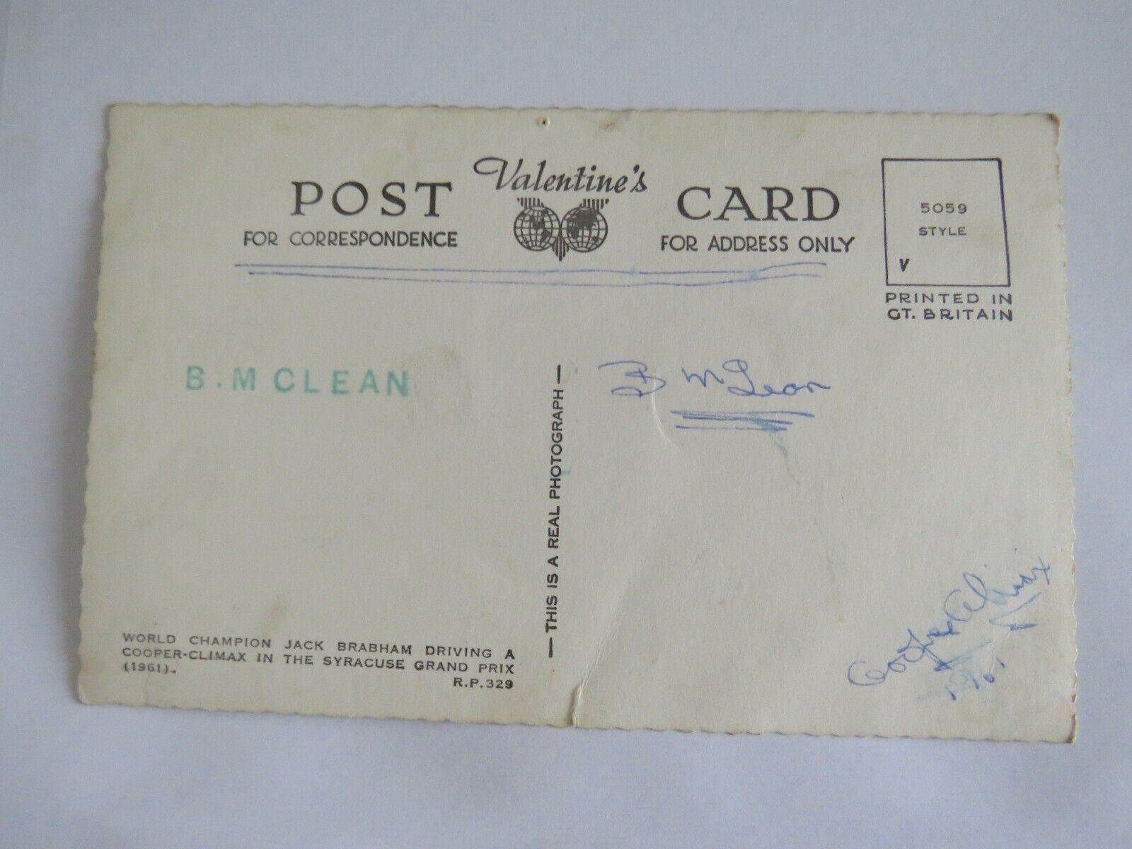 Old Postcard of Cooper-Climax World Champion Jack Brabham -  Ref : 1022