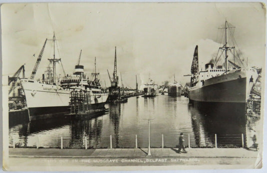 Old Postcard of Fitting Out In The Musgrave, Belfast Shipyards -  Ref : 1022