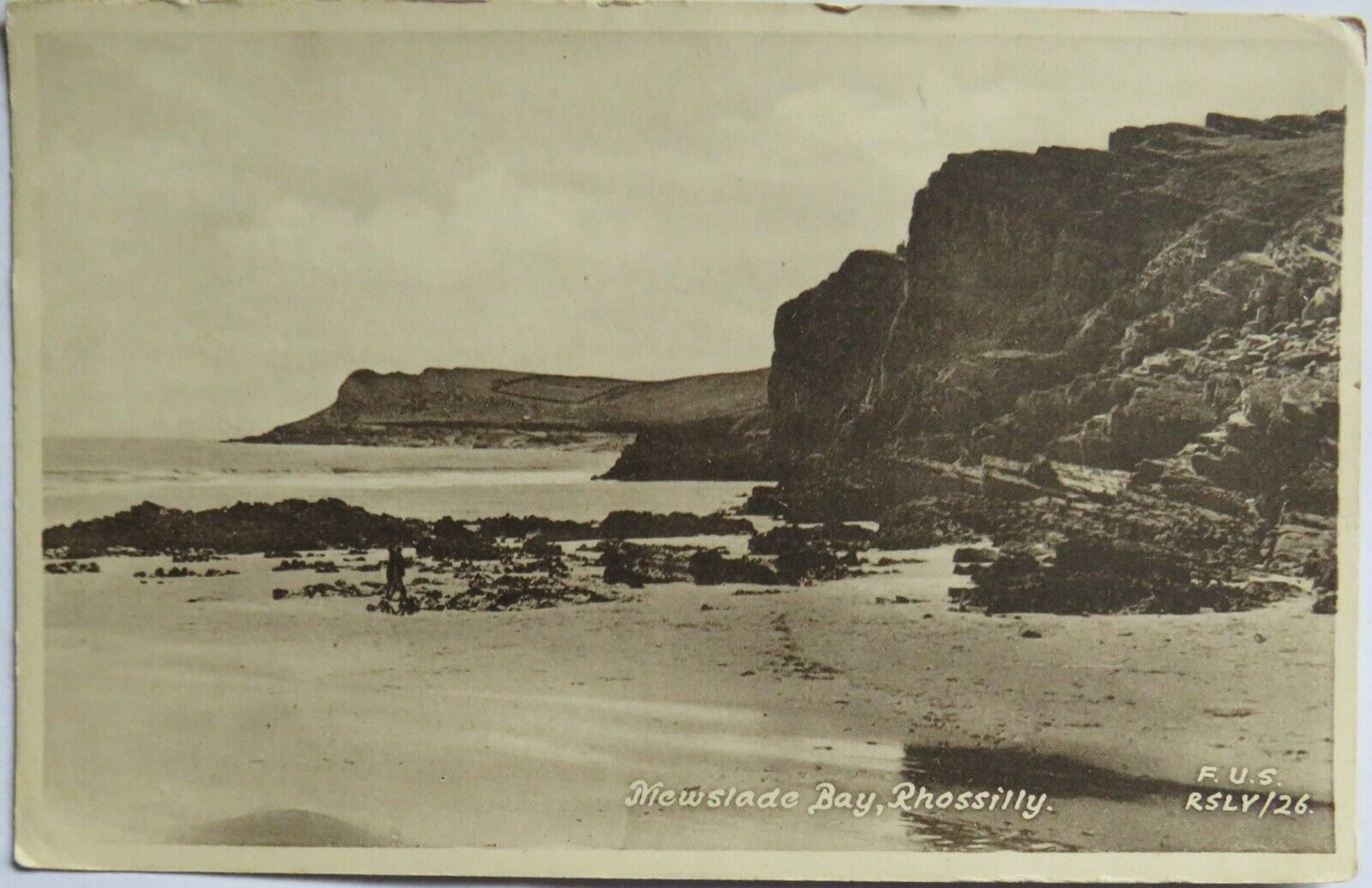Old Postcard of Mewslade Bay, Rhossilly - Ref : 1011