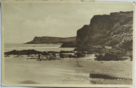 Old Postcard of Mewslade Bay, Rhossilly - Ref : 1011