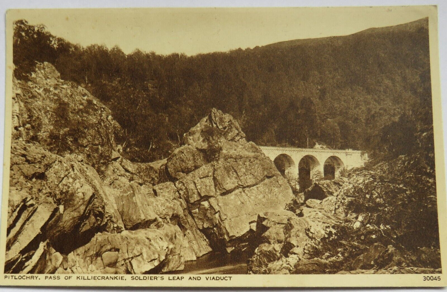 Old Postcard of Pitlochry, Pass of Killiecrankie, Soldiers Leap and Viaduct