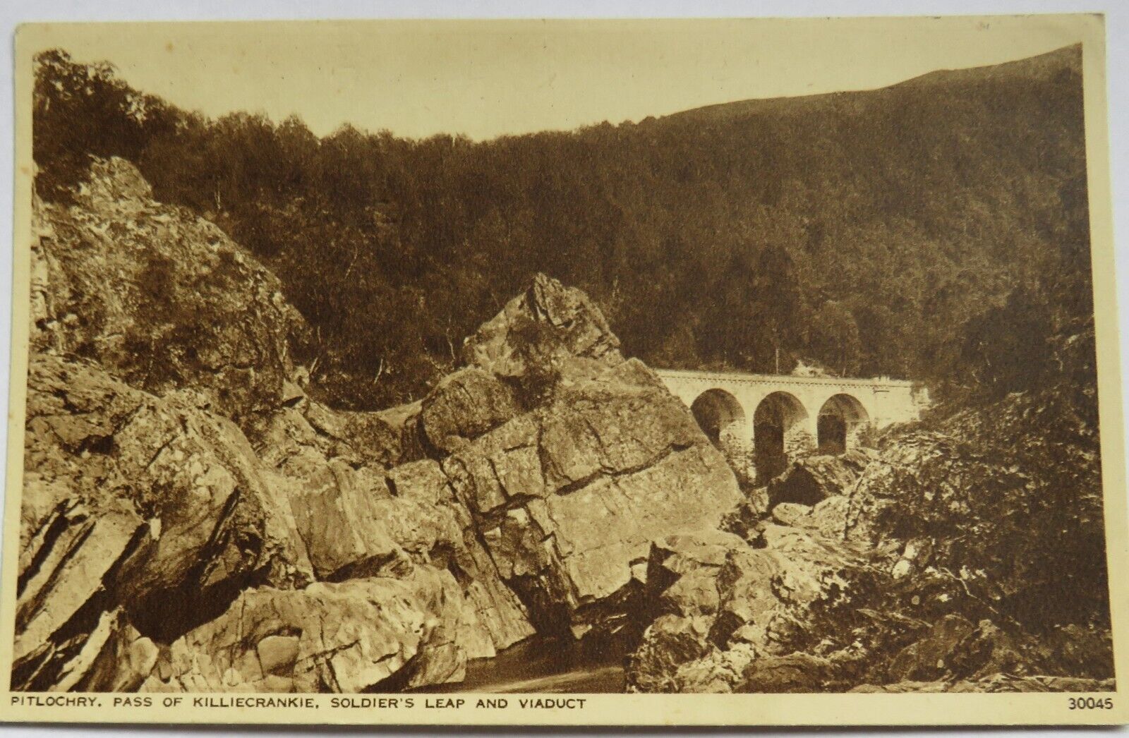Old Postcard of Pitlochry, Pass of Killiecrankie, Soldiers Leap and Viaduct