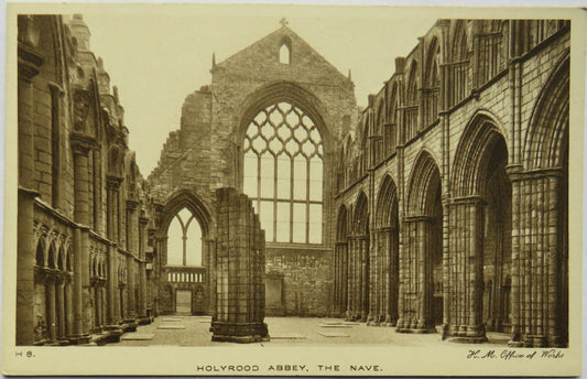Old Postcard of Holyrood Abbey, The Nave, H. M. Office of Works