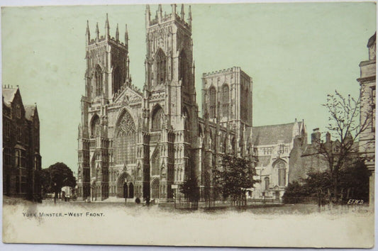 Old Postcard of York Minster - West Front 1904