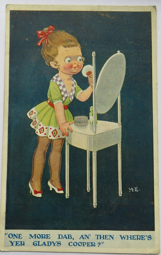 Old Comical Postcard 1922 "One More Dab, An Then Where's Yer Gladys Copper"