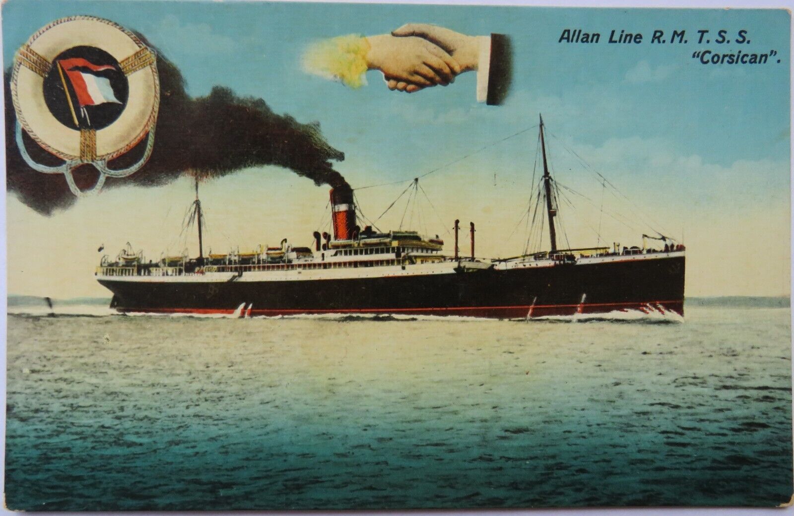 Old Postcard of Allan Line R.M. T.S.S. "Corsican"