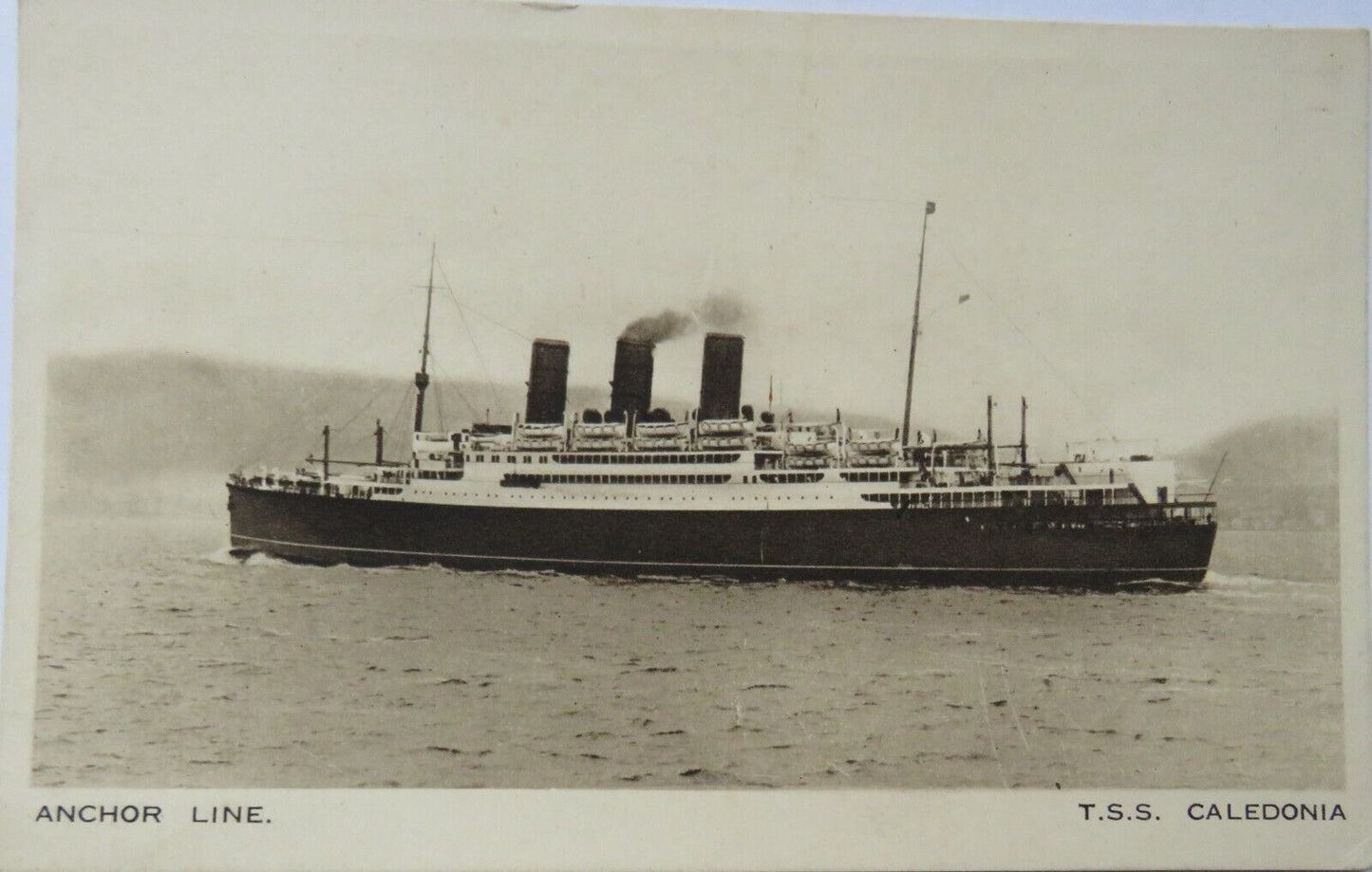 Old Postcard of Anchor Line T.S.S. Caledonia