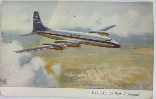 Old Postcard Of B.O.A.C. Jet-Prop Britannia- Ref : 1014.