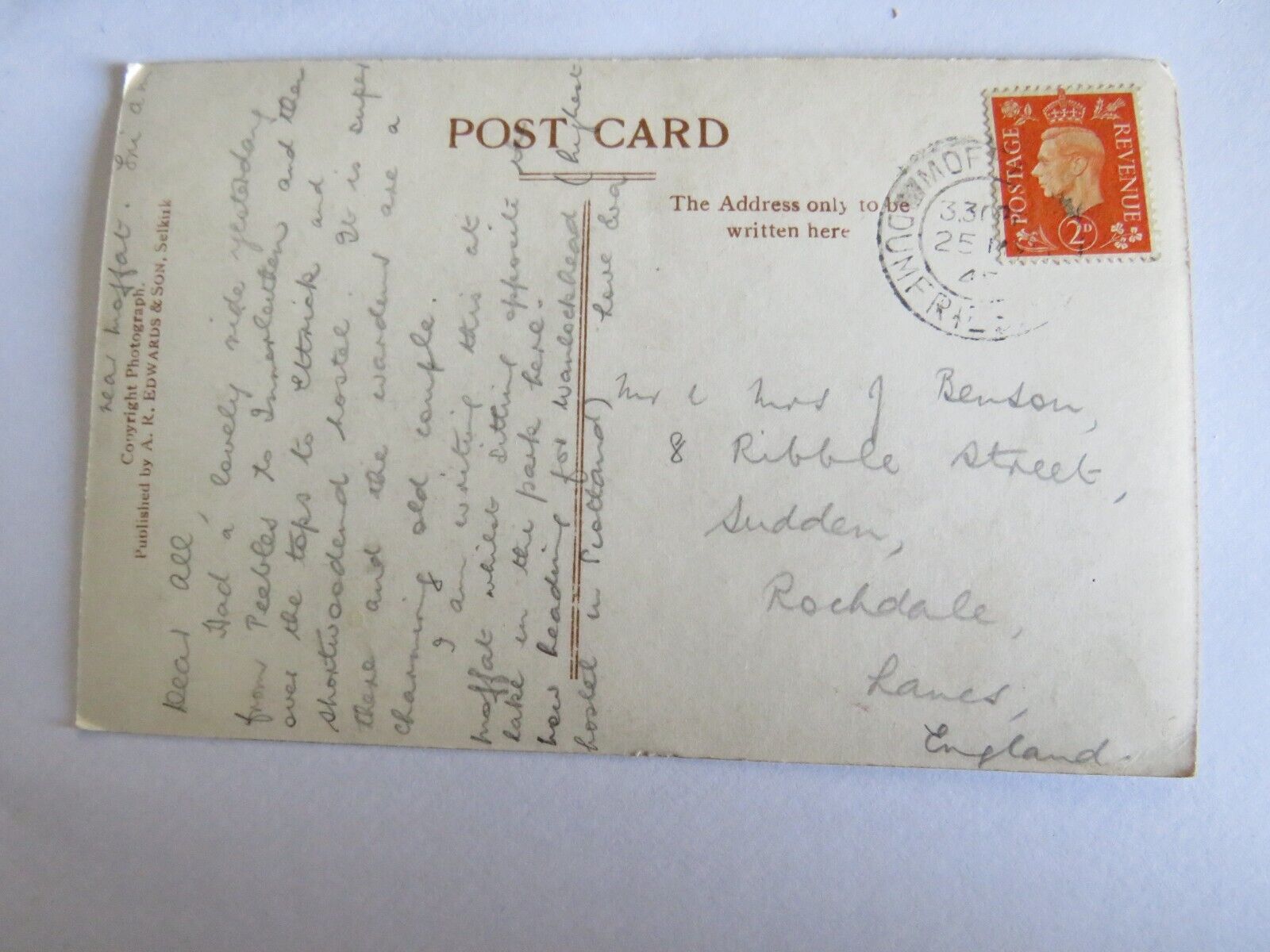 Old Postcard of "Lone St, Mary's Silent Lake" 1945 - Ref : 1028