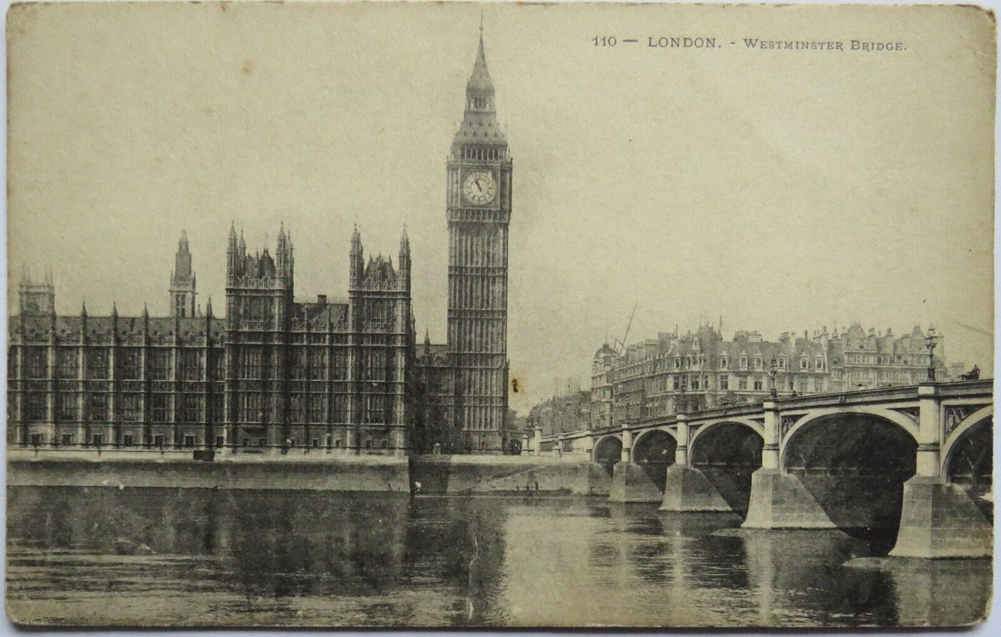Old Postcard of London Westminster Bridge - Ref : 1033