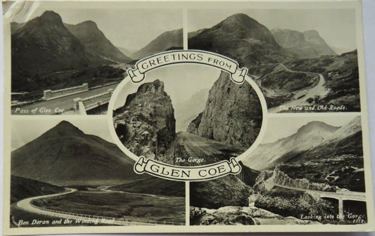 Old Multiview Postcard of Greetings From Glen Coe, 1953