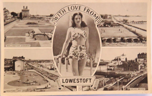 Old Postcard of With Love From Lowestoft - Ref : 1037
