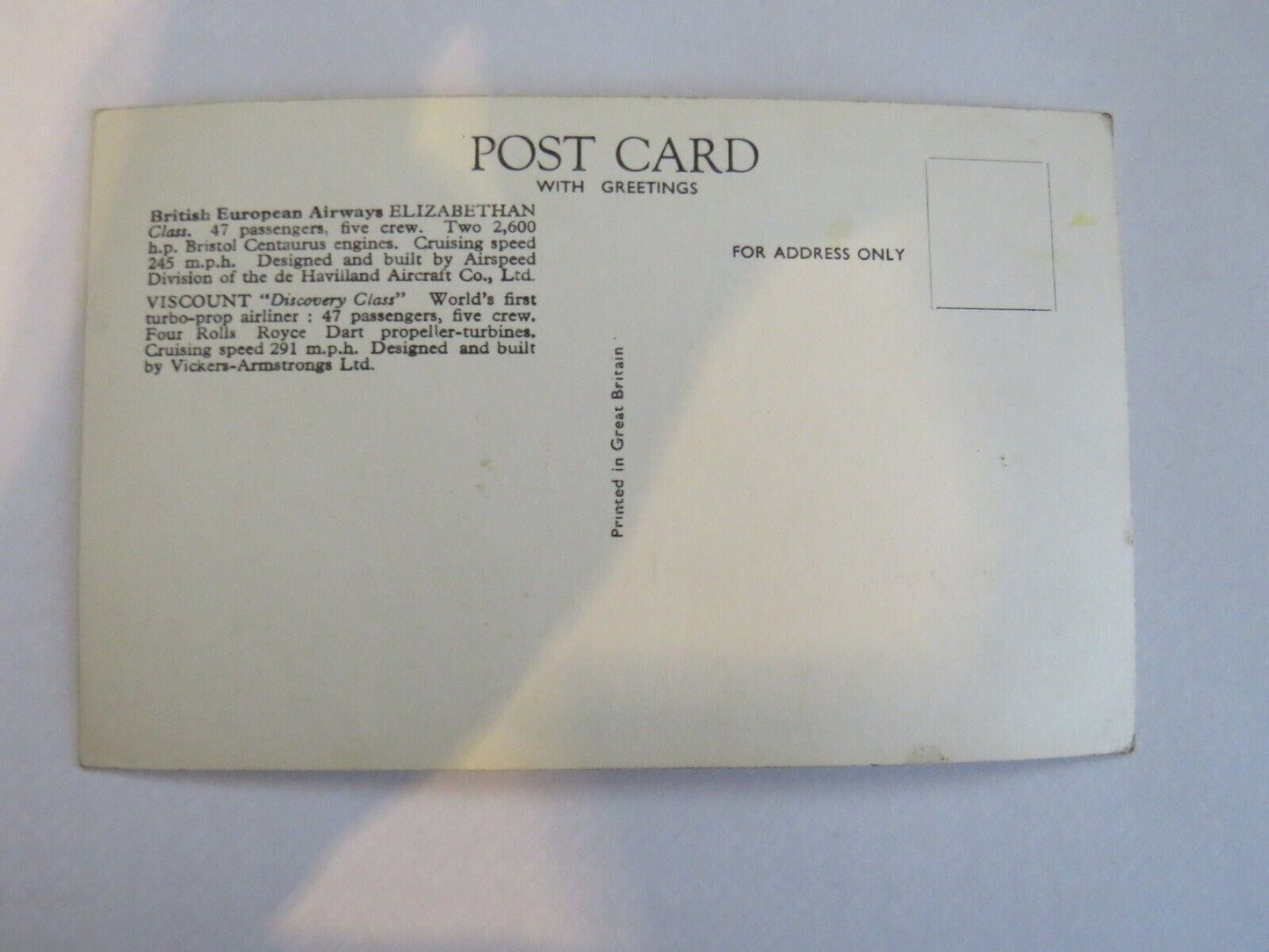 Old Postcard Of Fly Bea In Europe's Finest Air Fleet - Ref : 1015