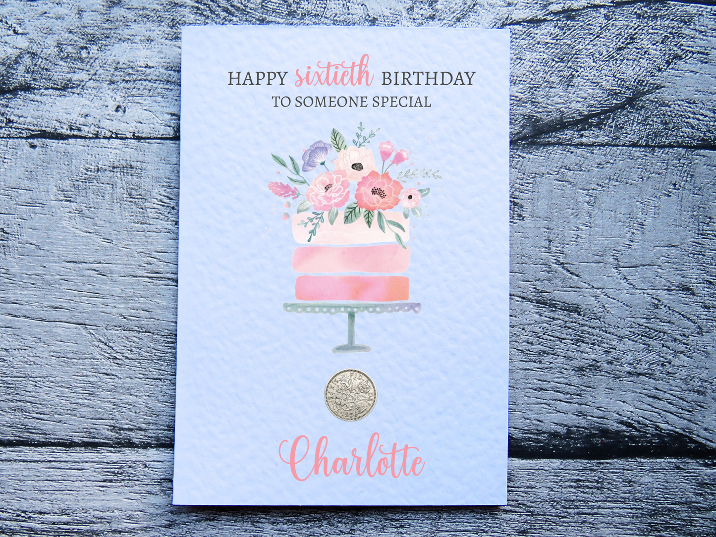 Genuine sixpence coin from 1966 for 60th birthday card