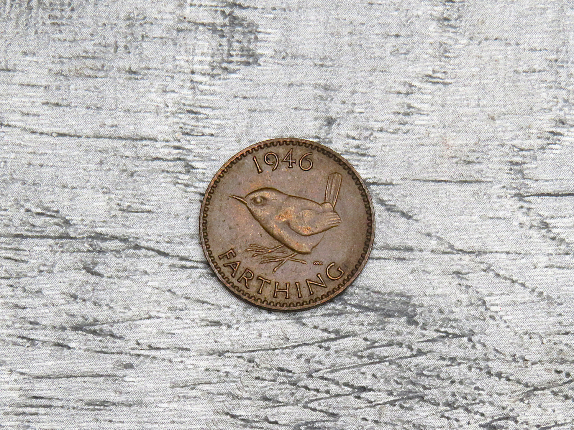Genuine farthing coin from 1946 for 80th birthday card